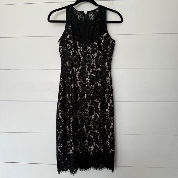 White House Black Market Women’s 2 Black Lace Dress Career Office Core - Picture 2 of 5
